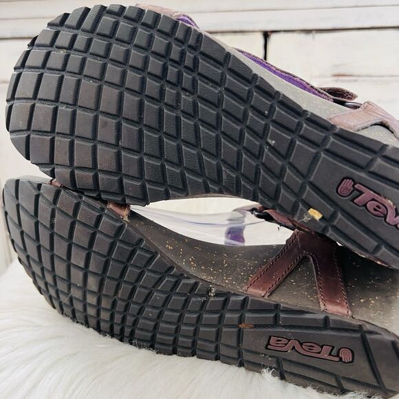 Teva Cabrillo Brown Leather Strappy Wedge Sandals Comfort - Size 8 - Picture 6 of 8